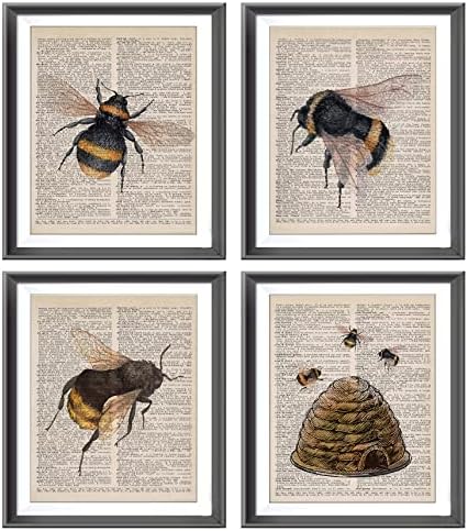 Фарма куќа мед пчела пчела пчела пчела печати за домашна кујна спална соба дневна соба тремот расадник декор, мед пчела речник уметнички