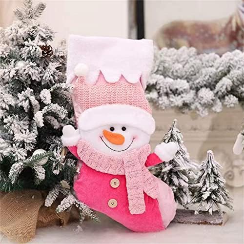 NPKGVIA Божиќни чорапи розови божиќни чорапи камин виси бонбони чорапи домашни празници Божиќни украси Божиќни украси MC2 кукли