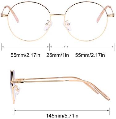 Сангаимеи Сини Очила За Блокирање На Светлината За Унисекс Компјутерски Очила Метални Тркалезни Очила Против Замор На Очите Сино