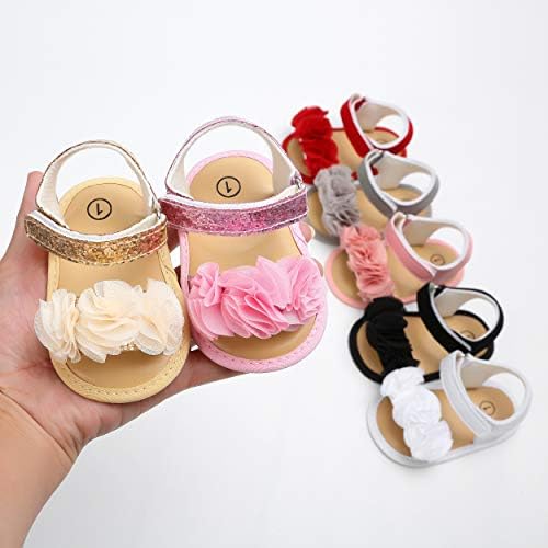 Сандали за девојчиња со новороденчиња Sofmuo со цветни меки единствени новородени летни креветчиња за чевли за чевли за чевли за прва