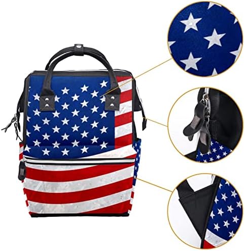 Американско Знаме Ѕвезди Пруги Торба За Пелени Ранец Торби За Менување Пелени За Бебиња Мултифункционална Торба За Патување Со Голем Капацитет