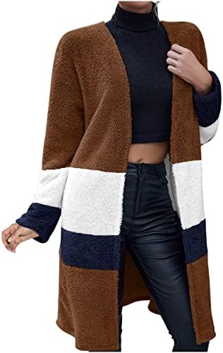 Женска зимска јакна од зимско руно кардиган волна палто јакна кардиган долга боја на палто на врвот на модни облеки на модни облеки