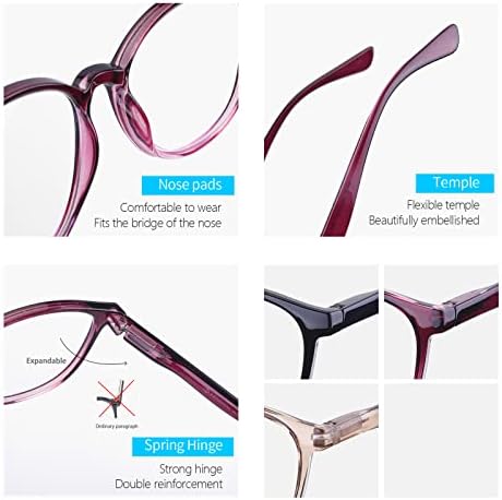 K Kenzhou 3-пакувања очила за читање сина светлина за блокирање на жени за жени против сјај, лесни очила за очила