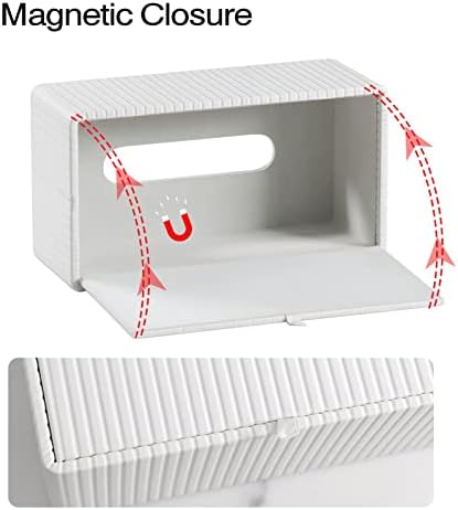 Покријте го кутијата за ткиво на Meibooch, стилски држач за правоаголна ткиво на PU, со магнетско долна покривка за спална соба или канцеларија