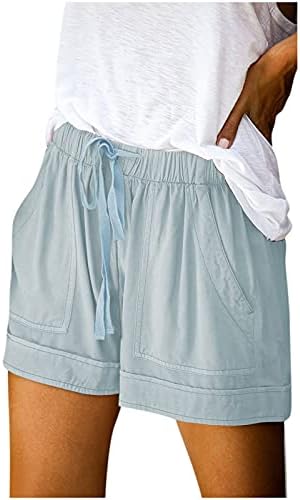 Панталони за влечење удобно џеб со големина на половината случајно плус шорцеви еластични лабави женски панталони Спандекс шорцеви