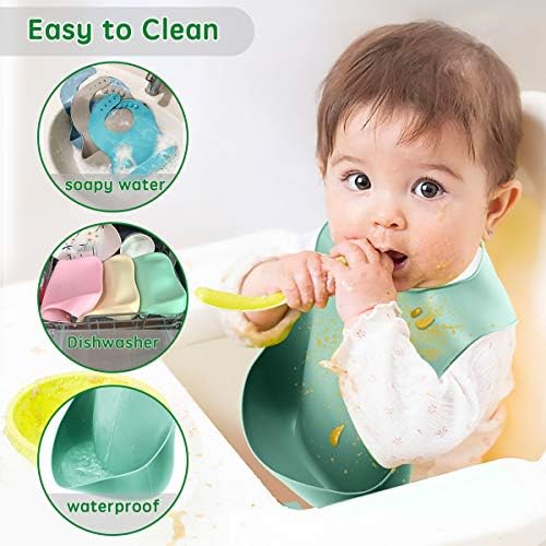 Силиконски Лигавчиња за Бебиња &засилувач;Дете, Водоотпорен ПБА-Слободен Лесно Чиста Хранење Лигавчиња