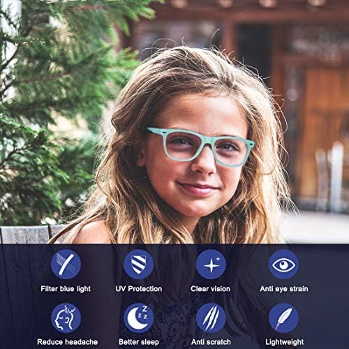 Wowsun Деца Сина Светлина Блокирање Очила За Момчиња Девојки Лесни Tr Компјутерски Игри Очила Рамки Анти Очила
