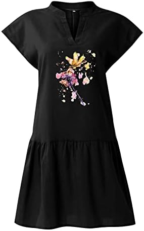 Фустани на плажа на Нокмопо за жени кратки модни модни врати со кратки ракави со кратки ракави со кратки фустани со кратки фустани
