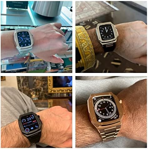 Мод за модификација на модификација на Bholsa Mod Metal Case for Apple Watch Band 8 7 6 5 4 SE 45mm 41mm 44mm лента за лента за лента за лента