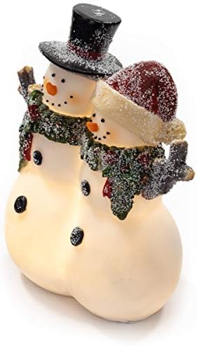 ВП Дома Божиќ Снежен човек декор Божиќни фигурини смола снежен човек осветлени украси затворен светски снежен пар предводен одморен светло