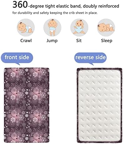 Виолетова тематска вградена креветче за креветчиња, стандарден сад за креветчиња, вграден лист мек и дише постелни чаршафи за девојчиња