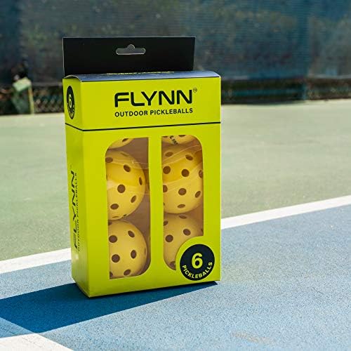 Flynn Outdoor Pickleball топки - Светло жолт трајни 40 дупки на отворено кисели топки летаат точно со доследно отскокнување