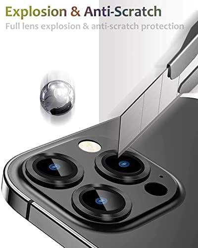 Таморија Компатибилен за iPhone 14 Pro/iPhone 14 Pro Max Lens Camera Protector Metal 9H Tempered стаклена камера Поддршка за поддршка