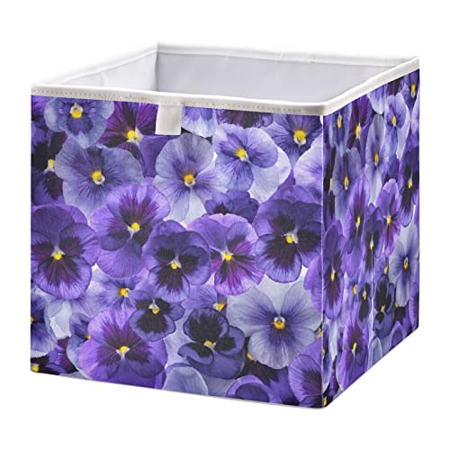 Виолетови Цвеќиња Корпа За Складирање Цветни Коцки Преклопливи Коцки За Складирање Водоотпорна Корпа За Играчки За Коцки Организаторски