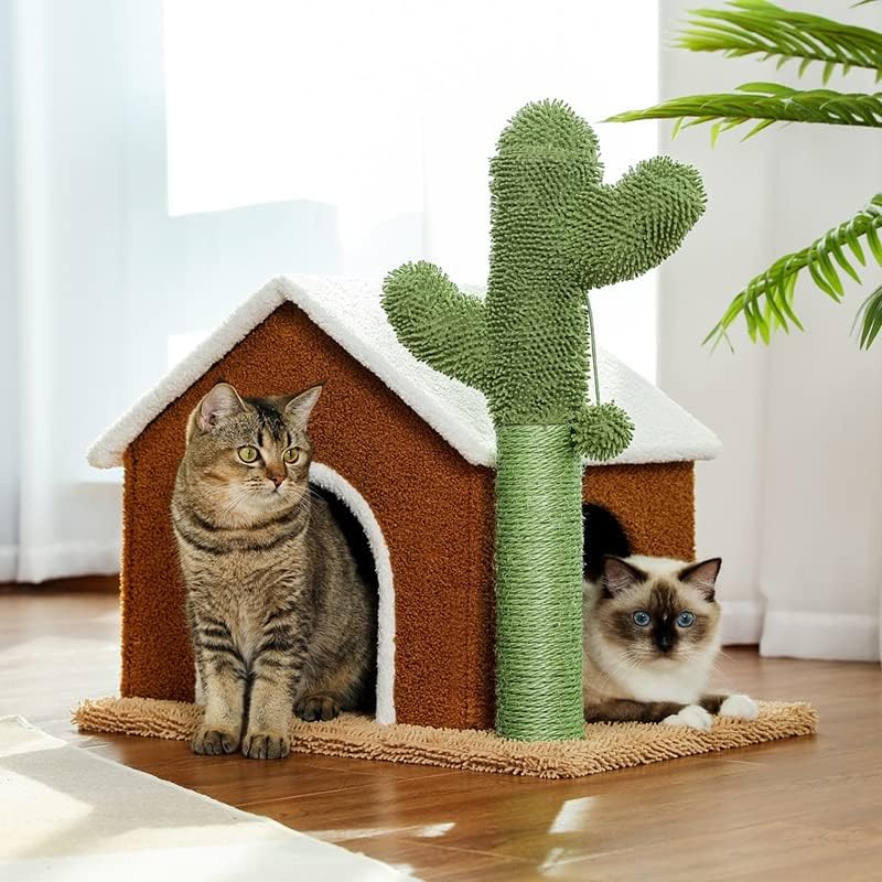 Iuljh кактус мачка мачка кула со сисал гребење пост табла за затворен мачки мачки кондо Кити игра куќа