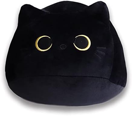 Кадифен играчка црна мачка, креативна перница за облик на мачки, кукли кадифен играчка црна мачка црна мачка плишана играчка, полнети играчки