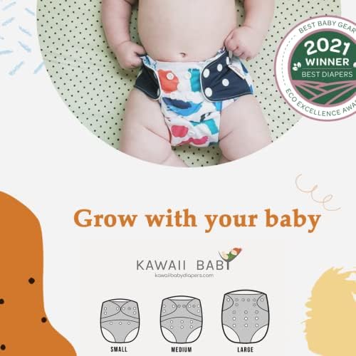 Каваи Бебе Еднократно Платнени Пелени За Бебиња, Прилагодливи, Водоотпорни Џебни Пелени Што Се Перат 6 Пелени + 12 Бамбусови Влошки