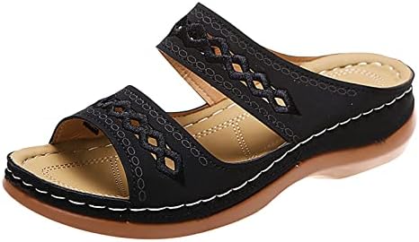 Сандали на Yhiwu жени облечени лето лето -случајно лизгање на клинови сандали меко дно дише лизгачки удобни слајдови сандали