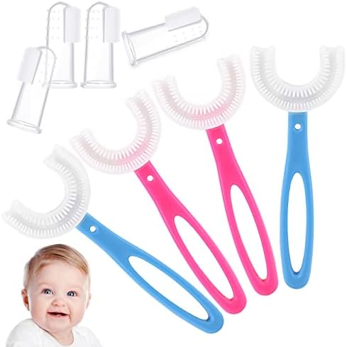 Wxj13 8 Пакувајте деца со четка за заби во форма на заби со бебешки четки за заби и четка за заби за заби меки бебиња четки за заби