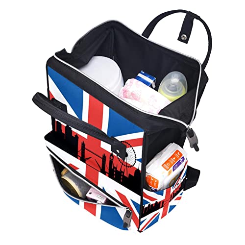 Британско Знаме На ВЕЛИКА БРИТАНИЈА Лондонски Градски Пејзаж Торби За Торби За Пелени Мумија Ранец Со Голем Капацитет Торба За Пелени За Нега