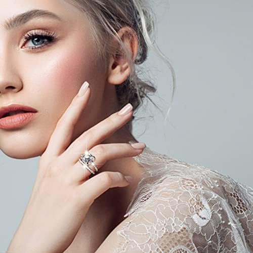 Прстен за жени квадратни кубни цирконија невестински рингонски прстен за ангажман симулиран дијамантски солитер свадбени прстени