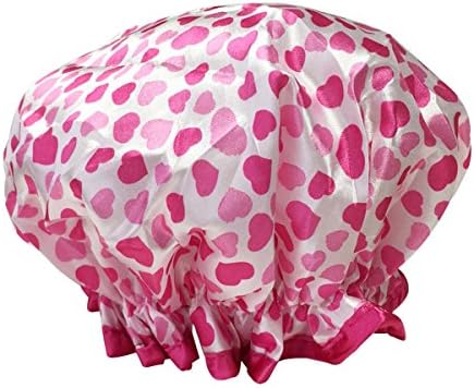Обвиленички трендовски сатенски капаче за туширање, розови слатки срца