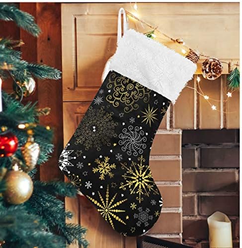 Алаза Божиќни чорапи Божиќни снегулка Класик Персонализирани големи декорации за порибување за семејни сезонски празници Декор 1 пакет, 17,7