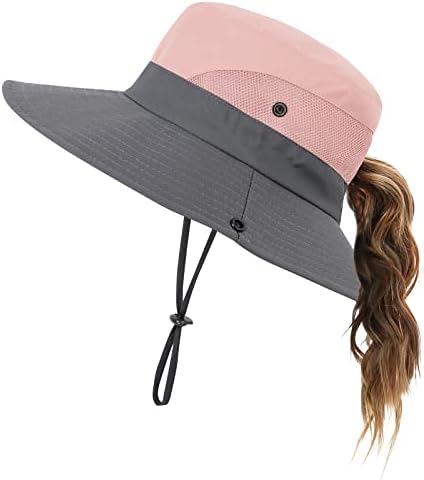 Женска коњска капа за риболов капа со УВ заштита од преклопна мрежа широка летна капа