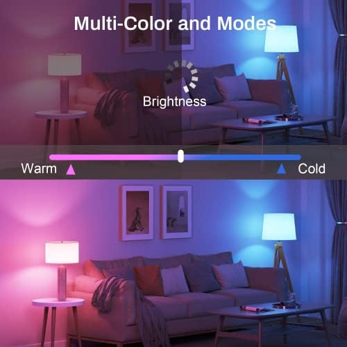Ailofy LED Паметни Светилки, 16m Боја Менување Затемнување, Работи Со Alexa &засилувач; Google Асистент, RGBCW Обоени Сијалица, Bluetooth