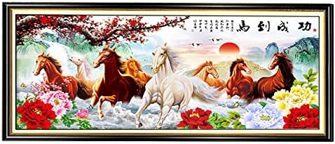 ZGMAXCL 5D Дијамантски комплети за сликање DIY за возрасни целосна вежба за трчање коњи со голема големина дневна соба бања декор wallидни уметнички подароци 53,1 x 23,6inch