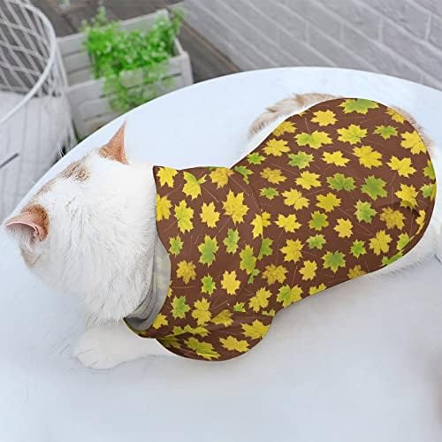 Yellowолта јавор остава костуми за кучиња и мачки, симпатична домашна домашна костум со капа, симпатична облека за облека