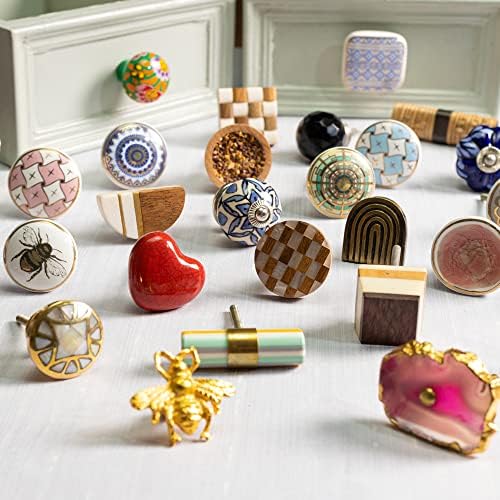 12 Пакет Декоративни Копчиња На Вратата На Кабинетот|Тркалезни Рамни Копчиња За Фиоки За Деца|Копчиња За Мебел За Комода Златно Бело|Копчиња