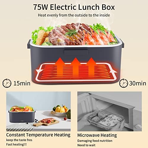 TLSDOSP Електрична кутија за ручек со храна, 75W 1,8L Протестиран загреана кутија за време