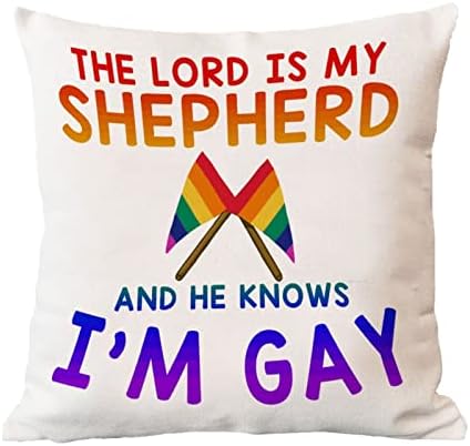 Фрли ја перница Покријте Господ е мојот овчар и тој знае дека сум геј перница кутија ЛГБТК геј лезбејска гордост перница покритие