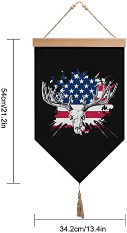 Лов на елен на нудкио САД Американско знаме памучно постелнина што виси знак на знак Сликарство слика за домашна градинарска тремот