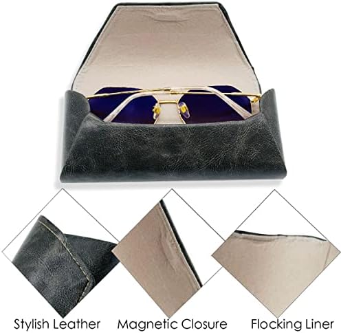 Folaxshoo Стилски кожни очила за куќиште за складирање на капаци за складирање тврд школка за заштита на куќишта за очила за сонце од унисекс