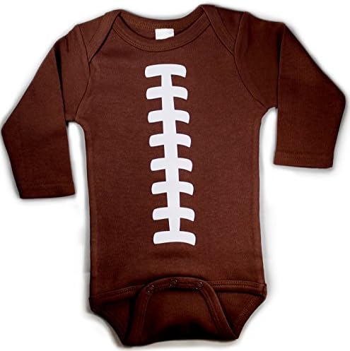 Бебе фудбалски долг ракав со прилагодено персонализиран бебиња за бебиња кафеав унисекс