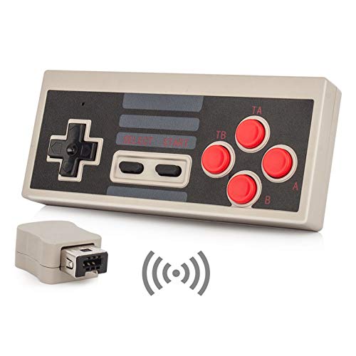 Ostent безжичен контролер + приемник Gamepad за Nintendo NES Mini Classic Edition Famicom Mini конзола боја бела