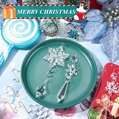 Civaner 42 парчиња кристални украси за новогодишни украси Декорации акрилик чиста снегулка солза на солза на лустери кристални монистра