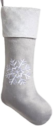 Gireshome сребрена мека кратка плишана снегулка извезено тело, бело манжетно Божиќно порибување на декорирање на декорирање на дрво, украсен