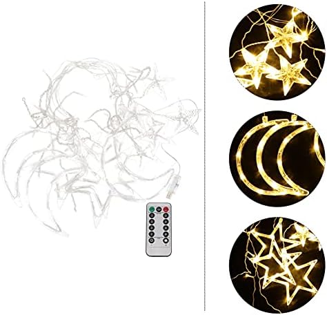 Vorcool LED прозорец завеса жица светло завеса Божиќна starвезда и месечина завеса USB распоред Светло свадба Божиќна забава спална соба