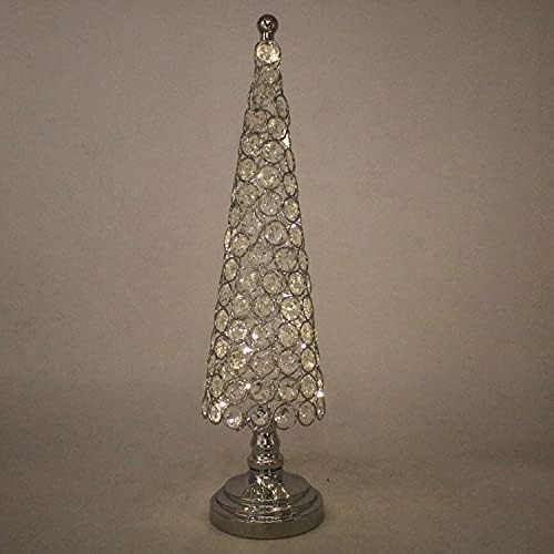 Мини елка Микака | Вклучува мали бели LED светла | Метална кристална светлечка елка