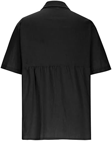 Женско копче надолу маици со кратки ракави постелнина памучна блуза случајна v вратот Туника Топ Индијанци етнички стил врвови блуза