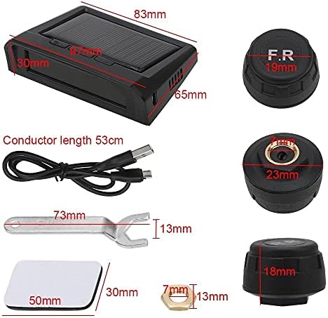 LIRUXUN TPMS SOLAR или USB полнење на алармот за монитор за аларм за притисок на гуми за автомобили Дигитален LCD дисплеј автоматски аларм