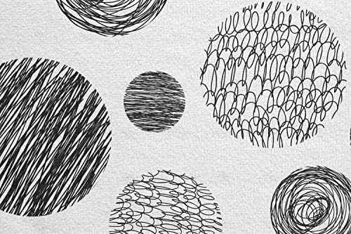 Амбесон Апстрактна јога мат крпа, рачно нацртани кружни линии Doodle, точки на вртење монохроматски симплистички дизајн, не-лизгање