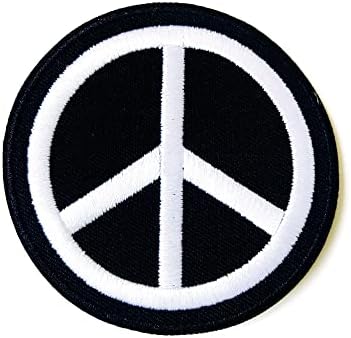 Симбол за мировен знак Симбол со црн круг велосипедист возач моторцикл Апликација везена шива на железо на лепенка за ранец фармерки