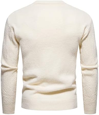 Машки смешен густ плетен џемпер есен и зимска лежерна плетена цврста боја украсна шема џемпер