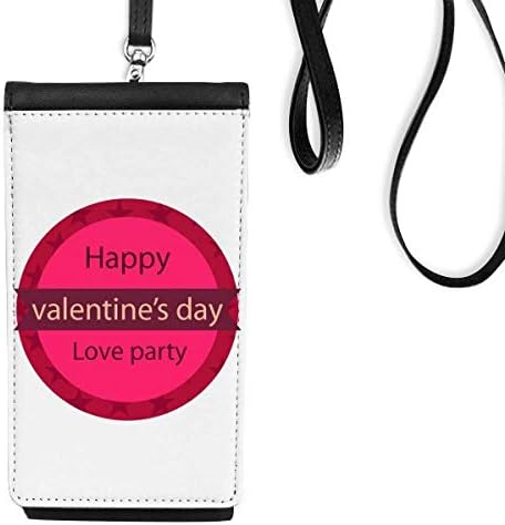 Розова рунда Среќен Денот на в Valentубените, Loveубовен телефон, паричник, виси мобилна торбичка со црн џеб