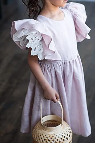 Mdycw фустан од памук за постелнина за дете девојче на возраст од 0-7 години, без ракави без ракави летни летни фустани