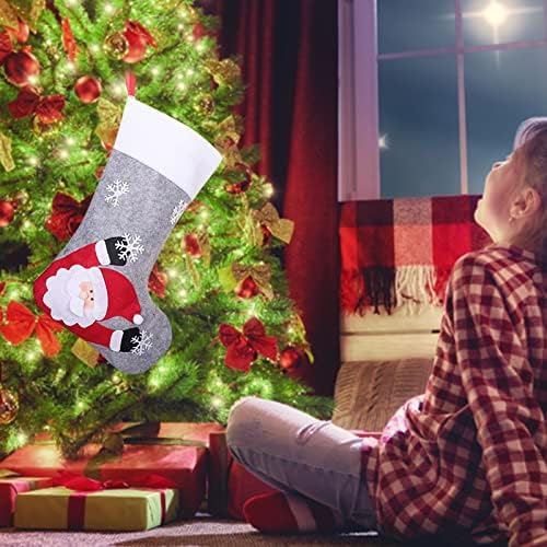 Ifotime Christmas Stocking Tog за подароци со светла Божиќ Божиќна декорација Кенди торба за елка, приврзок за елка, мал гном